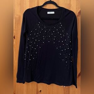 Abercrombie & Fitch Women's Black Long Sleeve Beaded Round Neck Sweater - Size M